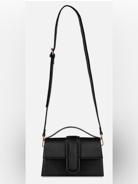 Kayla + Ava Vegan Leather Crossbody Bag - NWT - Black Structured Leather Bag